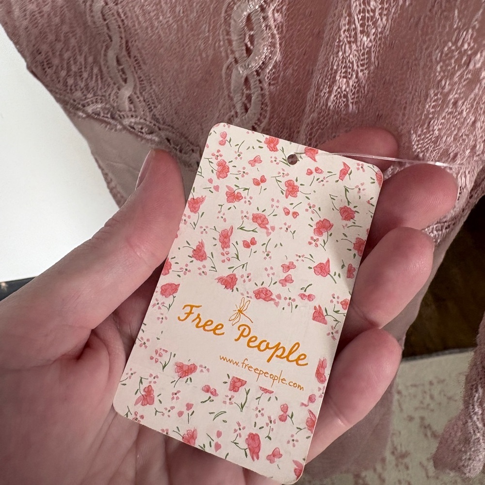 CLOSET CLEANOUT Free People mesh/lace body on dress- nude colored-Size L- NWT - Picture 8 of 9